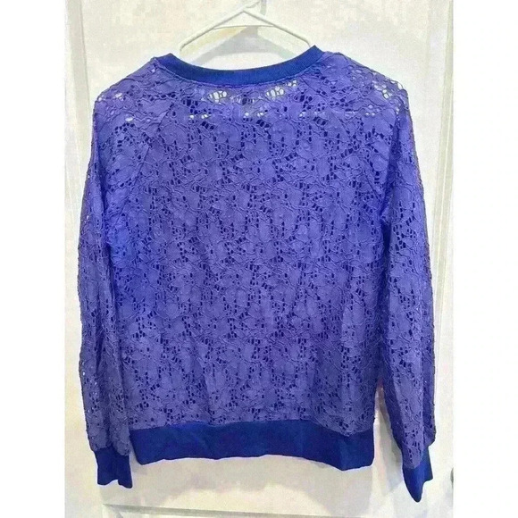 Stella and Dot Long Sleeve Crocheted Sweater Size Small Blue - Picture 2 of 3